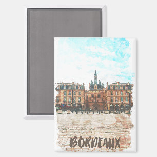 Colourful Bordeaux France Place de la Bourse Trave Magnet