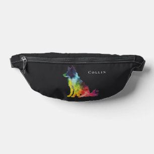 Colourful Border Collie   Dog   Custom Text & Name Bum Bags