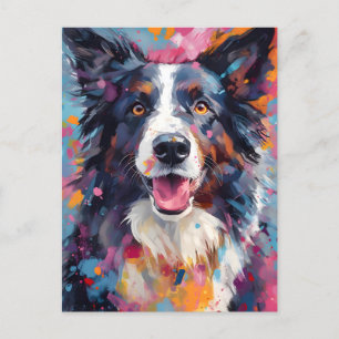 Colourful Border Collie Postcard