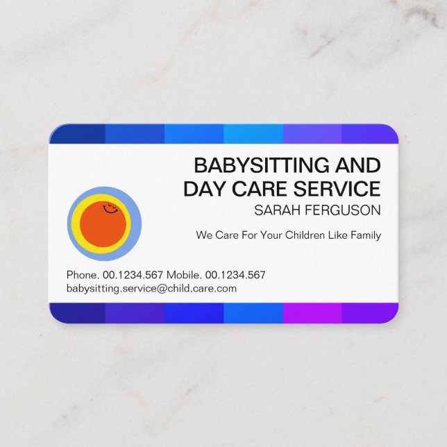 Colourful Border Frame Professional Child Care Business Card (Front)