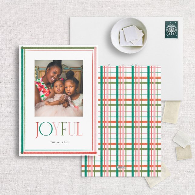 Colourful Border Joyful Holiday Photo Card (Creator Uploaded)