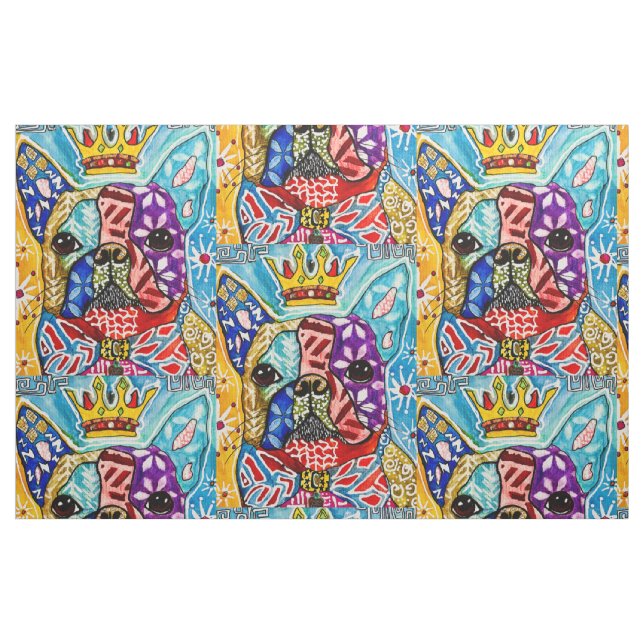 Colourful Boston Terrier Pop Art Fabric (Fat Quarter)