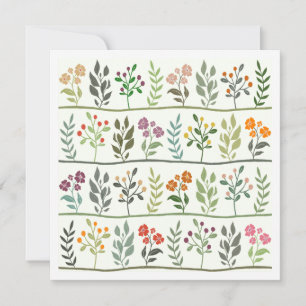 Colourful Botanic Rhapsody Floral Silhouette Art Card
