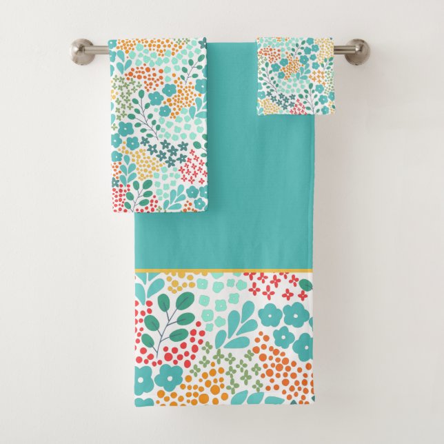 Colourful Botanical  Bath Towel Set (Insitu)