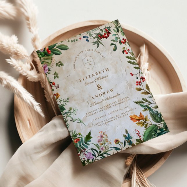 Colourful Botanical Berry Wedding Invitation (Creator Uploaded)