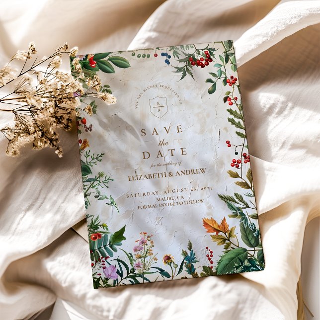 Colourful Botanical Berry Wedding Save The Date (Creator Uploaded)