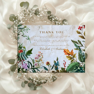 Colourful Botanical Berry Wedding Thank You Card