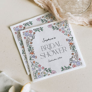 Colourful Botanical Bridal Shower Napkins