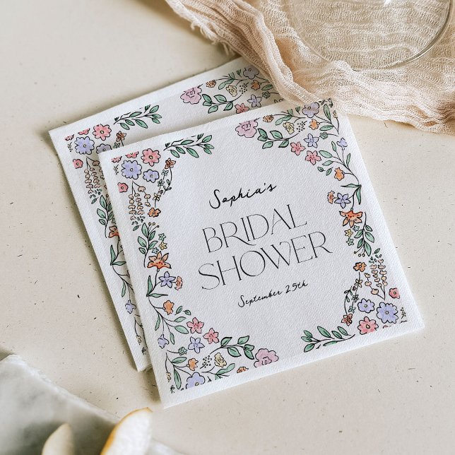 Colourful Botanical Bridal Shower Napkins (Creator Uploaded)
