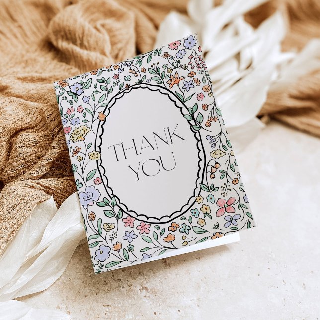 Colourful Botanical Bridal Shower Thank You Cards (Creator Uploaded)