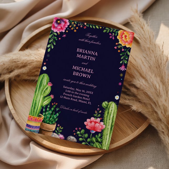 Colourful Botanical Desert Night Mexican Invitation (Creator Uploaded)