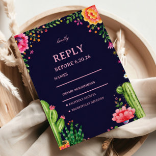Colourful Botanical Elegant Floral Mexican RSVP Card