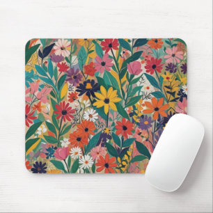Colourful Botanical Floral Wall Art Mouse Pad