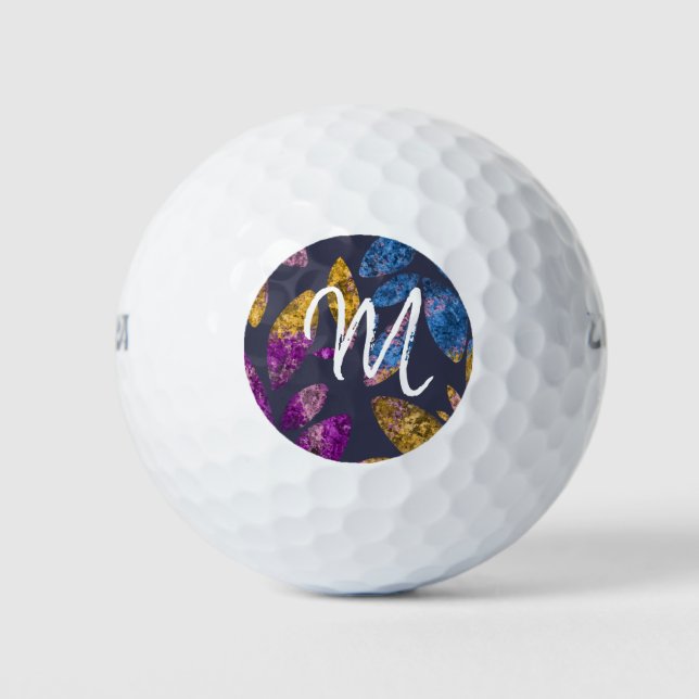 Colourful Botanical Foliage Pattern Golf Balls (Front)