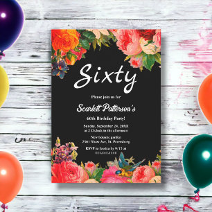 Colourful Botanical Garden Floral 60th Birthday Invitation