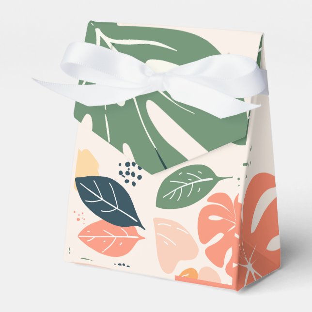 Colourful Botanical Leaves Pattern Favour Box (Front Side)