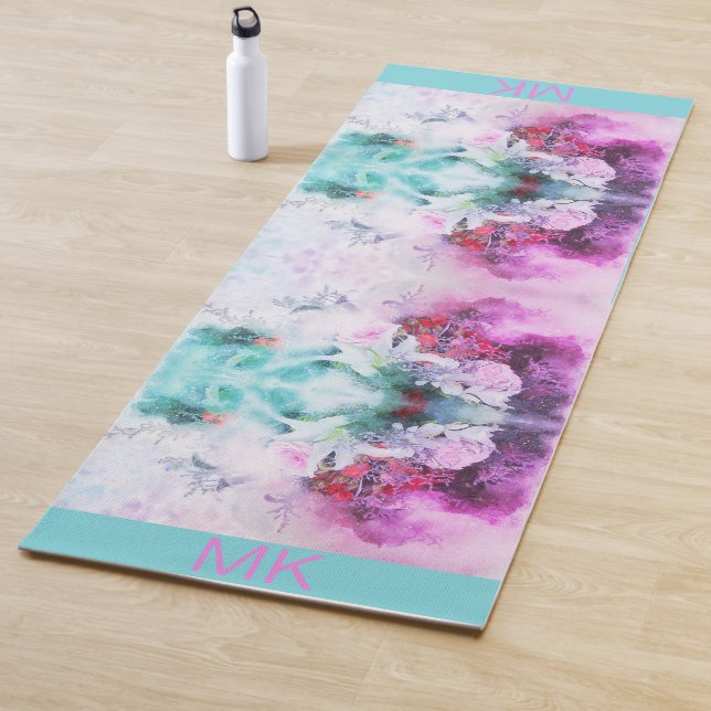 Colourful Botanical Monogram Yoga Mat (In Situ)