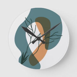 Colourful botanical shapes Round Clock