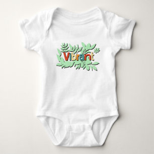 Colourful botanical vibrant text design baby bodysuit