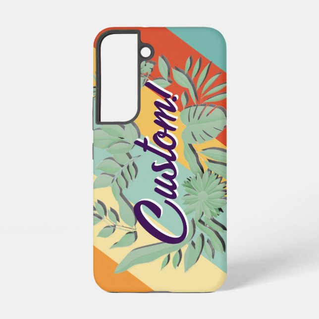 Colourful botanical vibrant text design samsung galaxy s22 case (Back)