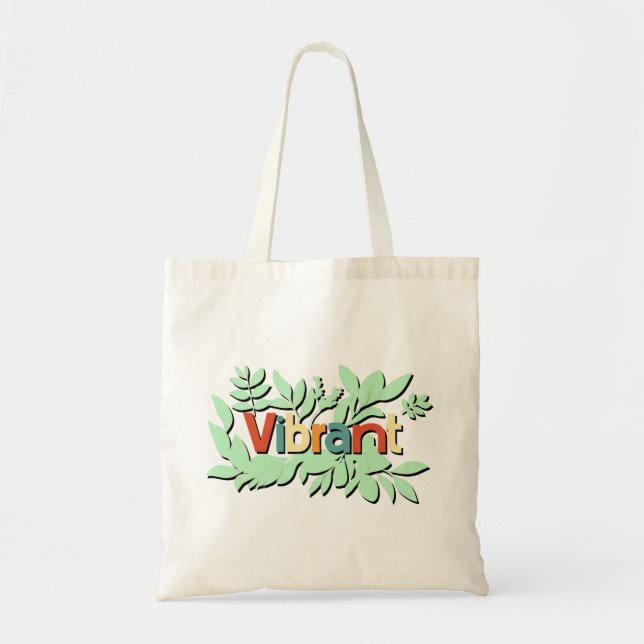 Colourful botanical vibrant text design tote bag (Front)