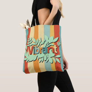 Colourful botanical vibrant text design tote bag