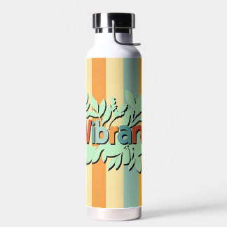 Colourful botanical vibrant text design water bottle