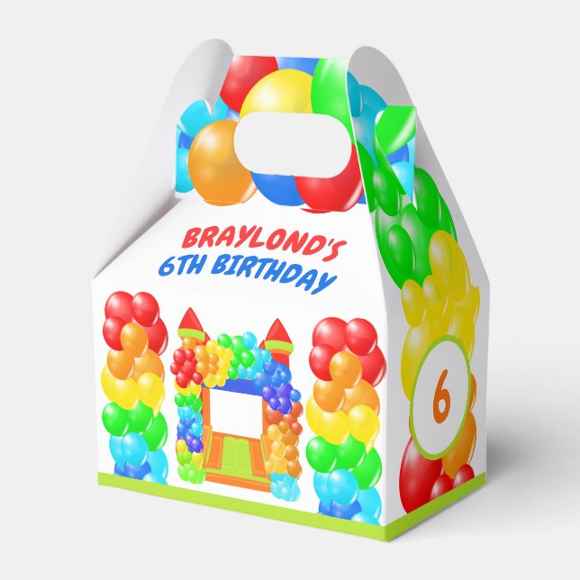 Colourful Bounce House Birthday Favour Box (Front Side)