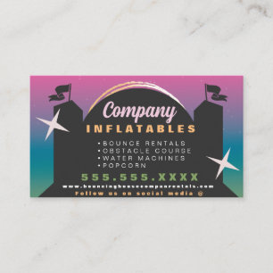 Colourful Bouncy House Party Carnival Rentals Ombr Business Card