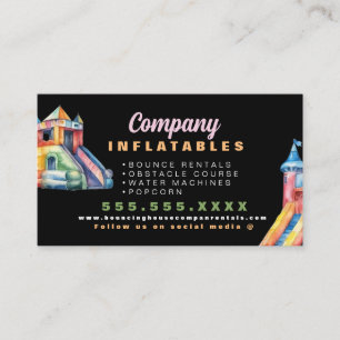 Colourful Bouncy House Party Watercolor Business Card
