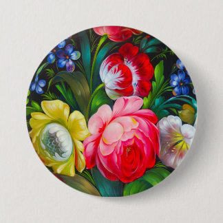 colourful bouquet 7.5 cm round badge