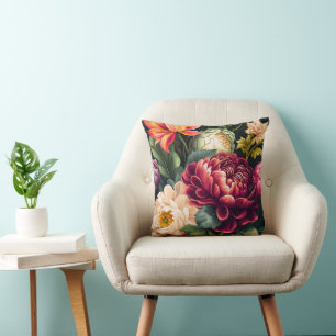 Colourful Bouquet of Gorgeous Flowers Throw Pillow
