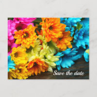 Colourful Bouquet Save The Date Postcard