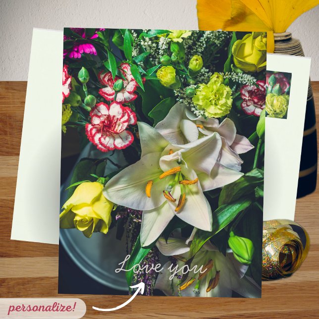Colourful bouquet with lily  postcard (Creator Uploaded)