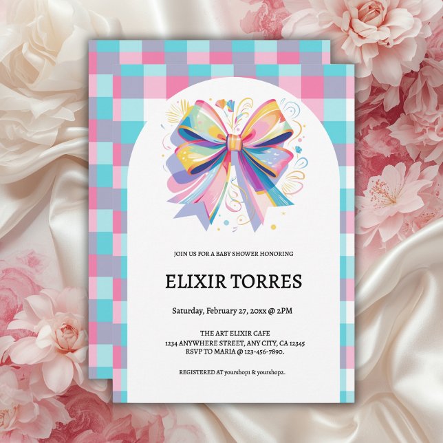 Colourful Bow Baby Shower Invitation (Creator Uploaded)