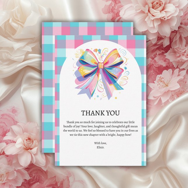Colourful Bow Baby Shower Thank You Card (Creator Uploaded)