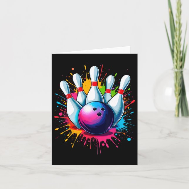 Colourful Bowling Art  Card (Front)
