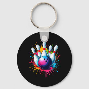 Colourful Bowling Art Key Ring