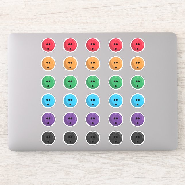 Colourful Bowling Balls Sticker Sheet (Computer)