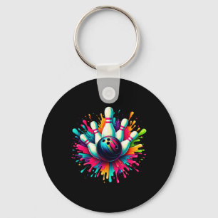 Colourful Bowling Game Day Bowling Cute Colorsplas Key Ring