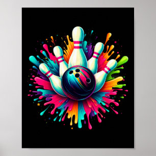 Colourful Bowling Game Day Bowling Cute Colorsplas Poster