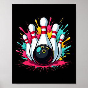 Colourful Bowling Game Day Bowling Cute Colorsplas Poster