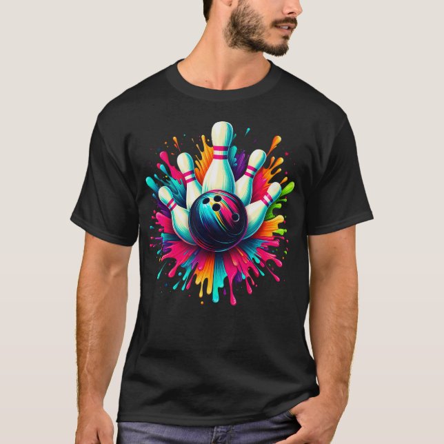Colourful Bowling Game Day Bowling Cute Colorsplas T-Shirt (Front)