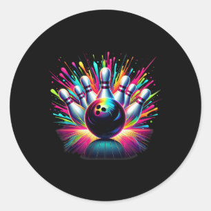 Colourful Bowling Game Day Bowling Cute Vibrant Co Classic Round Sticker