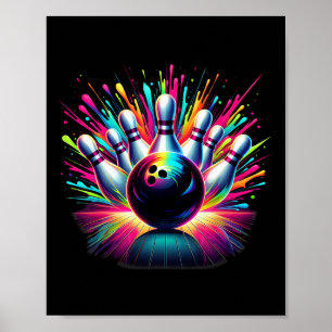 Colourful Bowling Game Day Bowling Cute Vibrant Co Poster