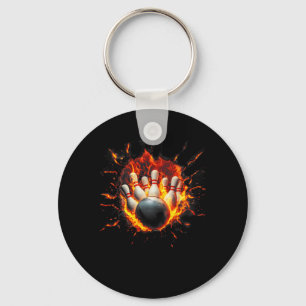 Colourful Bowling Game Day Bowling Flames Ll Key Ring