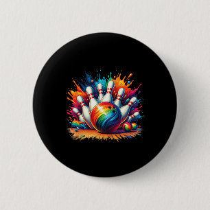 Colourful Bowling Game Day Bowling Lover Cute Vibr 6 Cm Round Badge