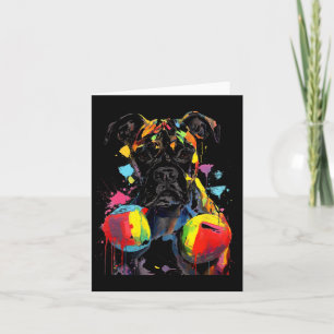 Colourful Boxer Dog With Boxing Gloves Men Women K Card