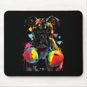 Colourful Boxer Dog With Boxing Gloves Men Women K Mouse Pad