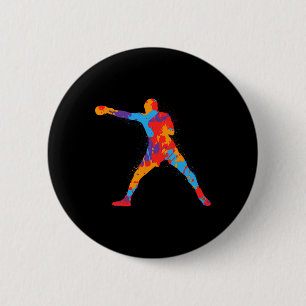 Colourful Boxing Athletes Kids Men Boxer Boys 6 Cm Round Badge